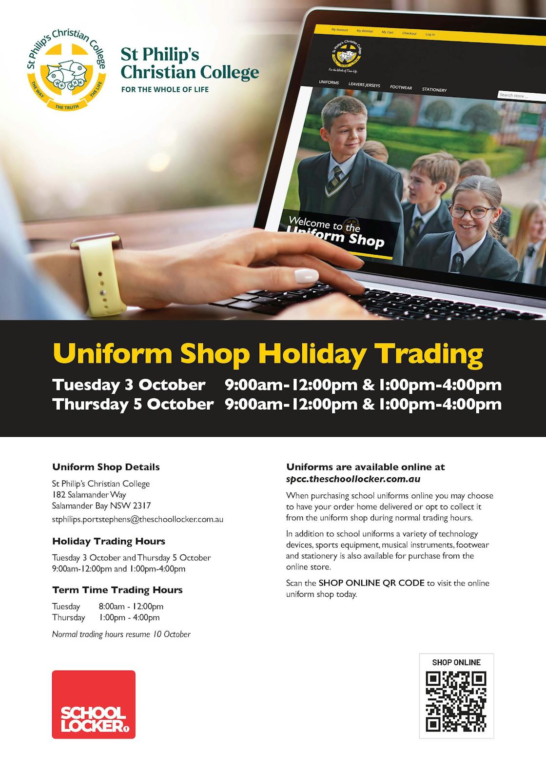 01 IS 158590 A4 Flyer SPCC Holiday Trading PORTSTEPHENS